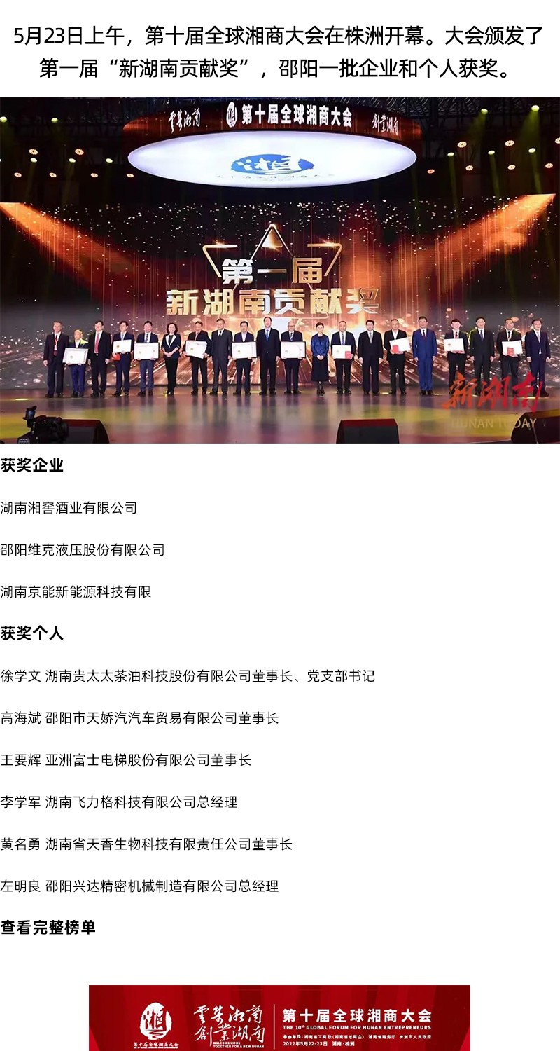 全省表彰！邵陽這些企業(yè)和個人獲獎